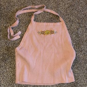 Flower baby pink crop top